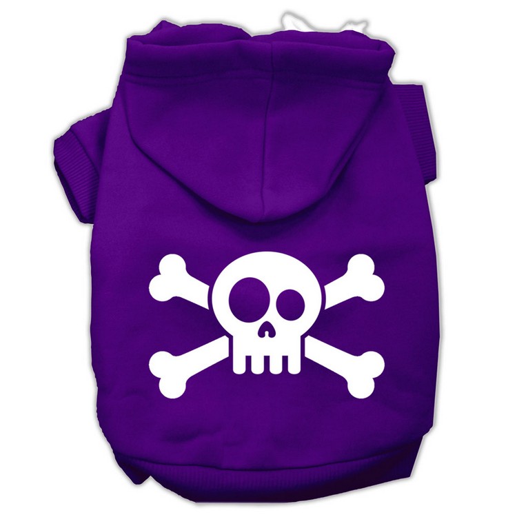 Skull Crossbone Screen Print Pet Hoodies Purple Size Lg