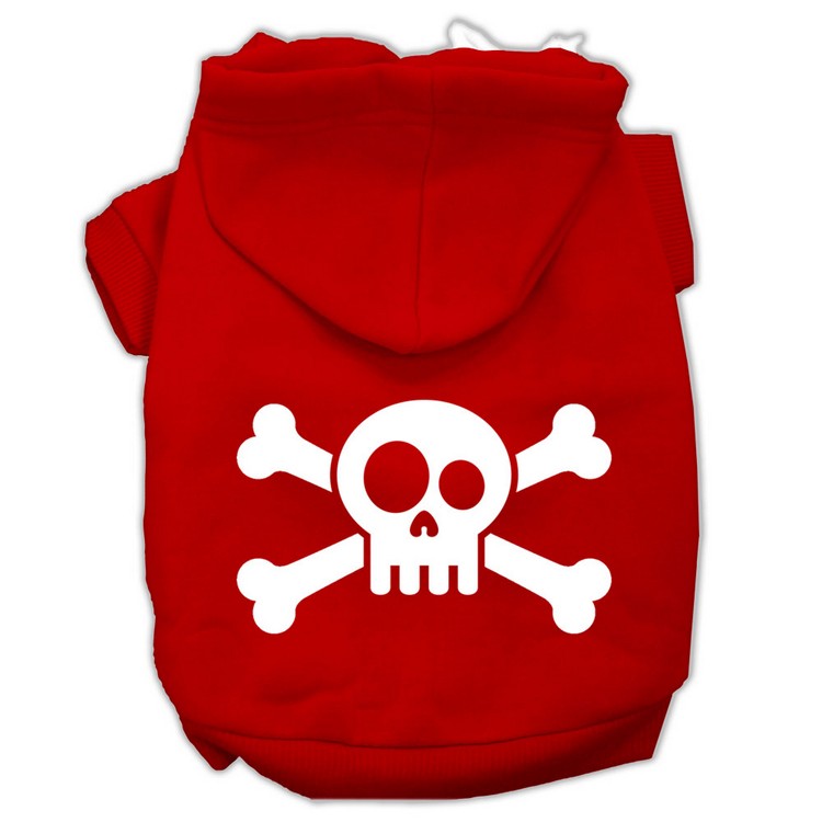 Skull Crossbone Screen Print Pet Hoodies Red Size XS