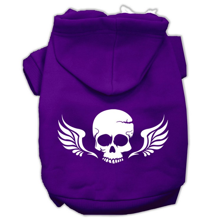 Skull Wings Screen Print Pet Hoodies Purple Size XS