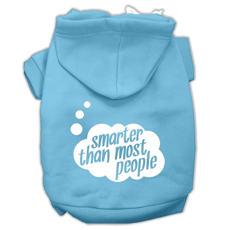 Smarter then Most People Screen Printed Dog Pet Hoodies Baby Blue Size Med