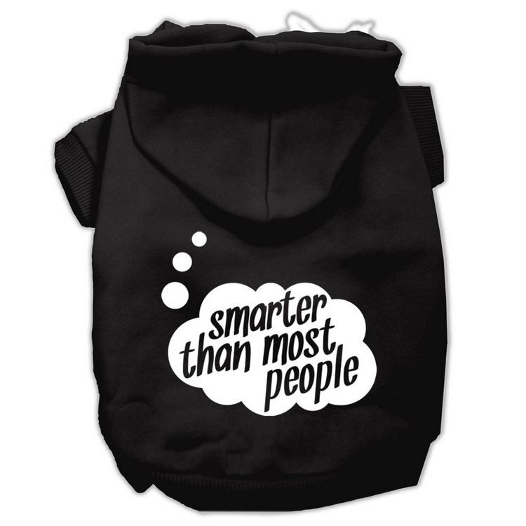 Smarter then Most People Screen Printed Dog Pet Hoodies Black Size Med