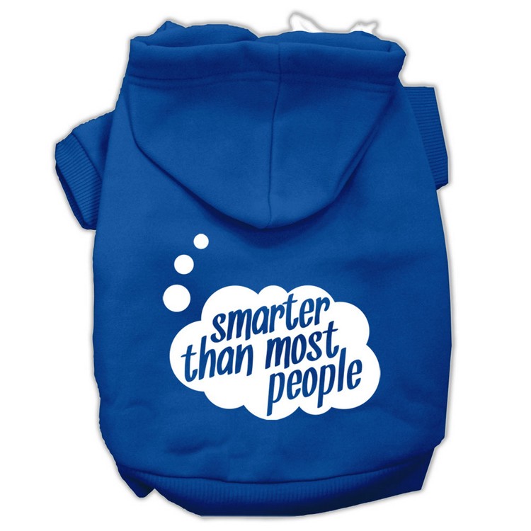 Smarter then Most People Screen Printed Dog Pet Hoodies Blue Size Lg