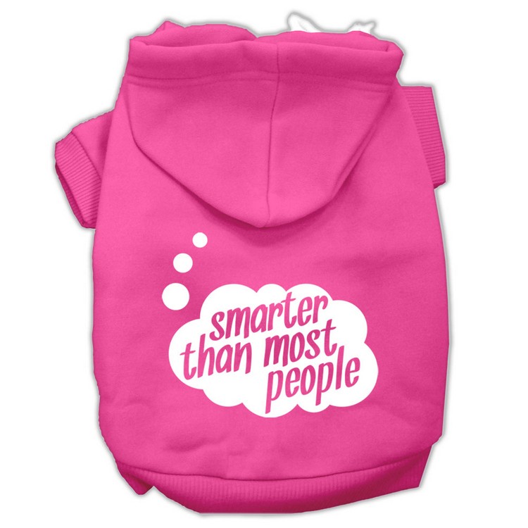 Smarter then Most People Screen Printed Dog Pet Hoodies Bright Pink Size Med