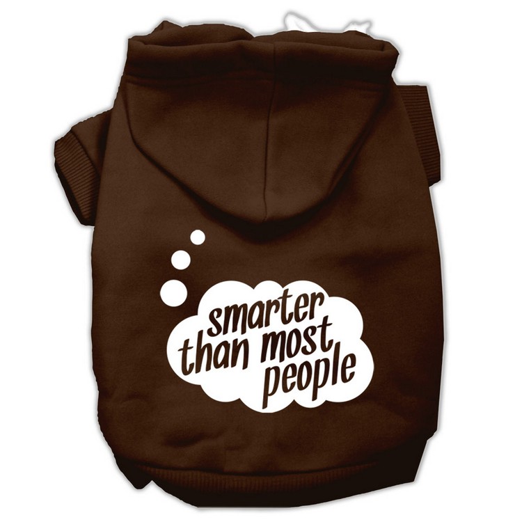 Smarter then Most People Screen Printed Dog Pet Hoodies Brown Size Med