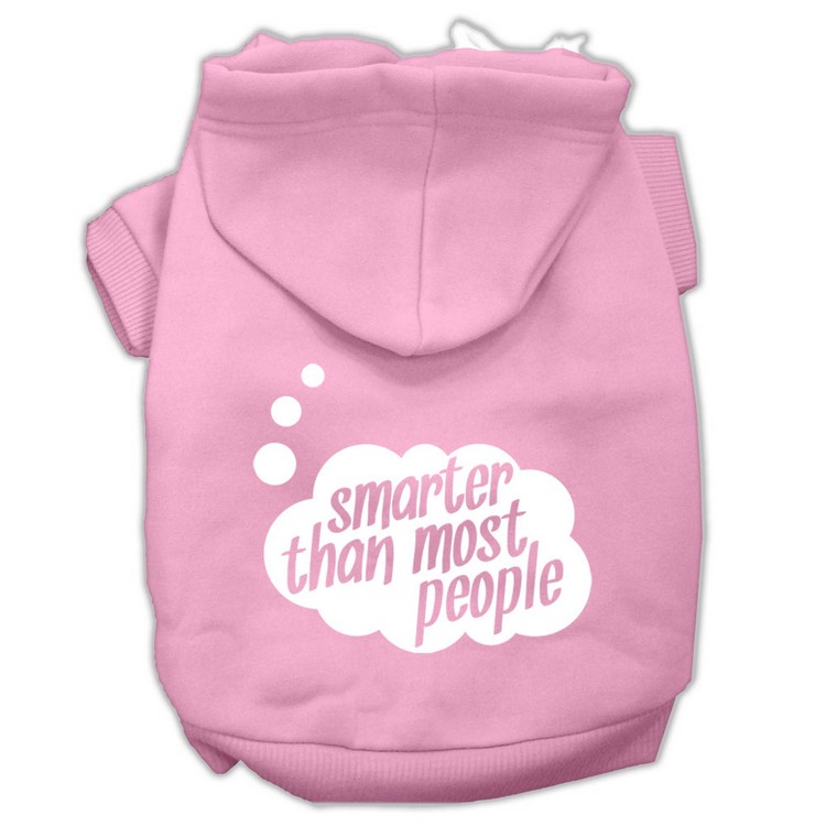 Smarter then Most People Screen Printed Dog Pet Hoodies Light Pink Size Med