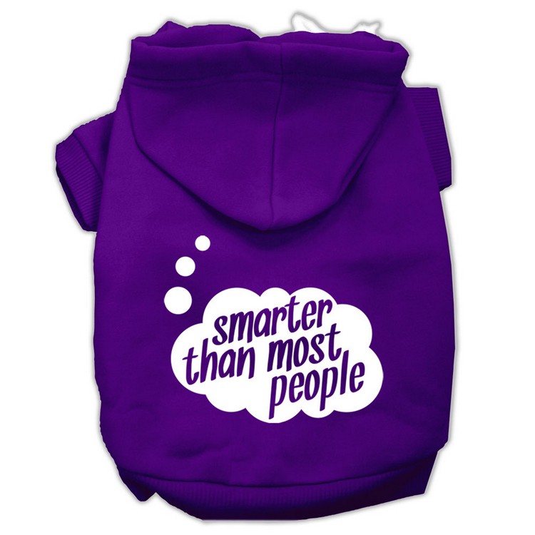 Smarter then Most People Screen Printed Dog Pet Hoodies Purple Size Med