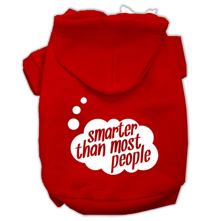 Smarter then Most People Screen Printed Dog Pet Hoodies Red Size Lg