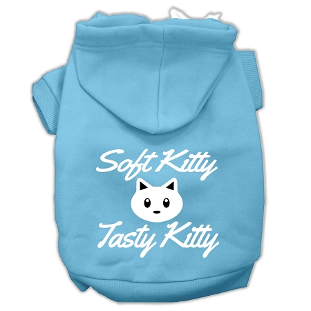 Softy Kitty, Tasty Kitty Screen Print Dog Pet Hoodies Baby Blue Size XS