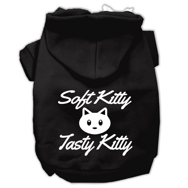 Softy Kitty, Tasty Kitty Screen Print Dog Pet Hoodies Black Size XXXL