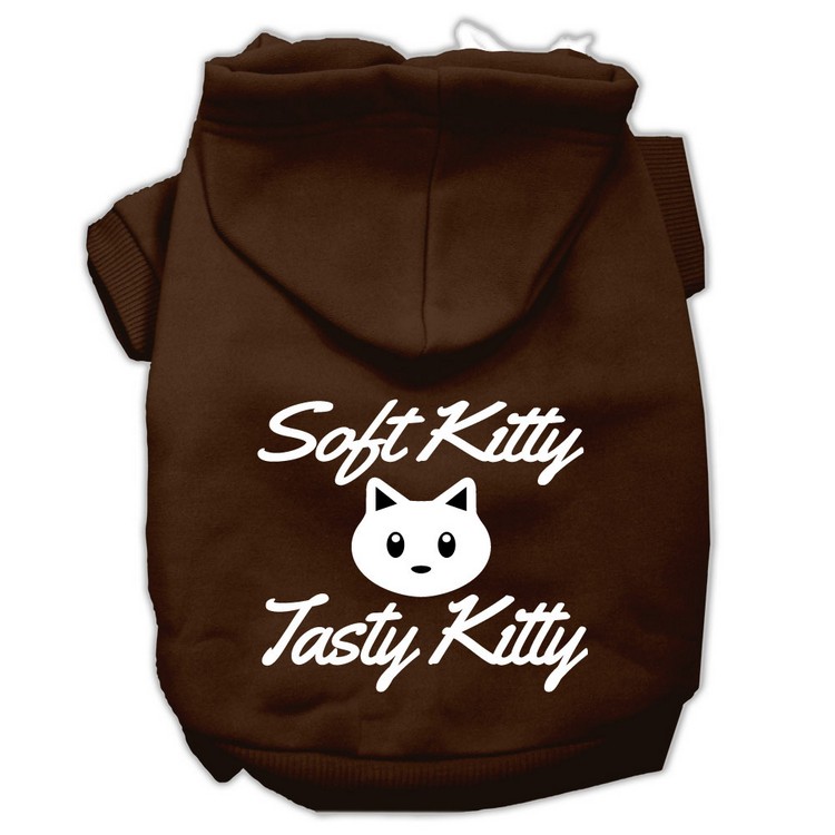 Softy Kitty, Tasty Kitty Screen Print Dog Pet Hoodies Brown Size XL