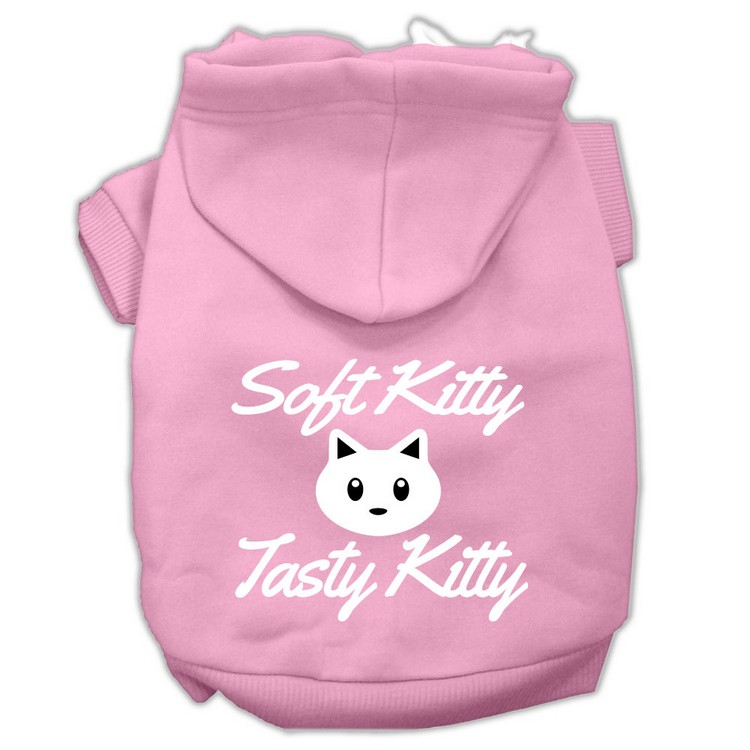 Softy Kitty, Tasty Kitty Screen Print Dog Pet Hoodies Light Pink Size XXL