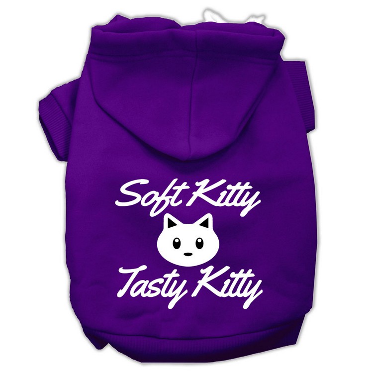 Softy Kitty, Tasty Kitty Screen Print Dog Pet Hoodies Purple Size XS