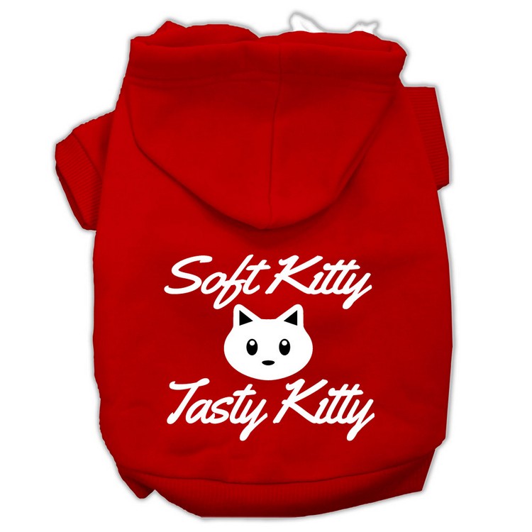 Softy Kitty, Tasty Kitty Screen Print Dog Pet Hoodies Red Size XS