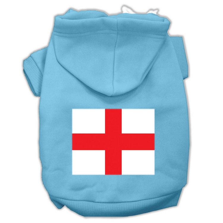 St George's Cross (English Flag) Screen Print Pet Hoodies Baby Blue Size XXL