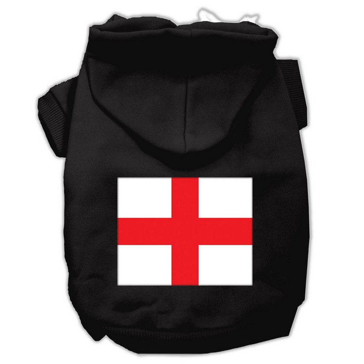 St George's Cross (English Flag) Screen Print Pet Hoodies Black Size XL