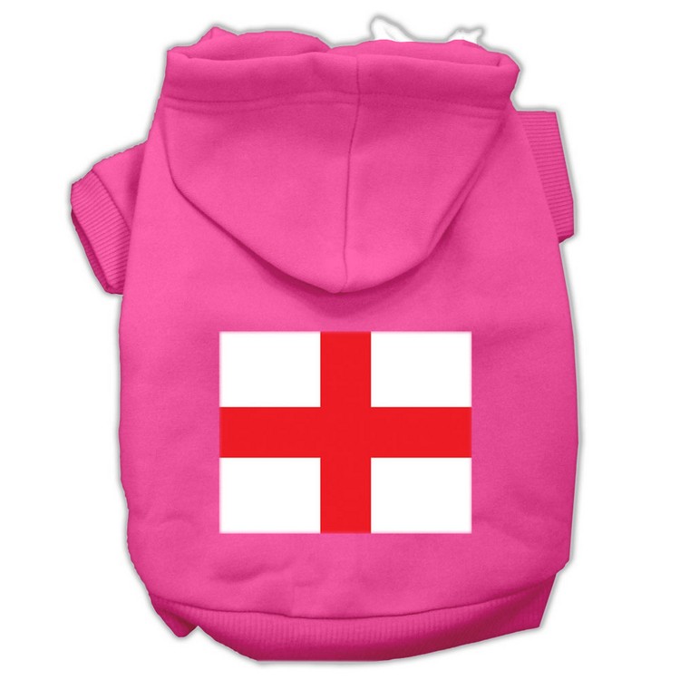 St George's Cross (English Flag) Screen Print Pet Hoodies Bright Pink Size Med