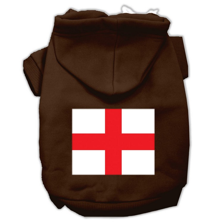 St George's Cross (English Flag) Screen Print Pet Hoodies Brown Size XS