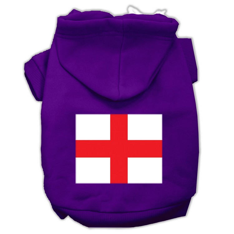 St George's Cross (English Flag) Screen Print Pet Hoodies Purple Size XS