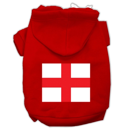 St George's Cross (English Flag) Screen Print Pet Hoodies Red Size Lg