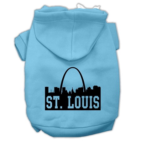 St Louis Skyline Screen Print Pet Hoodies Baby Blue Size XS