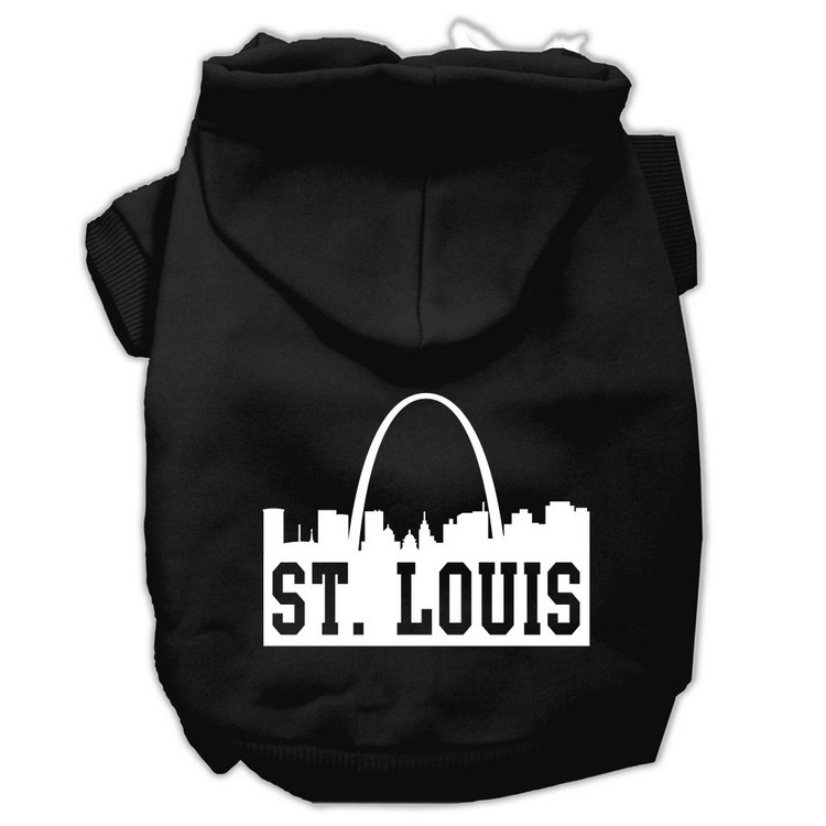 St Louis Skyline Screen Print Pet Hoodies Black Size Med