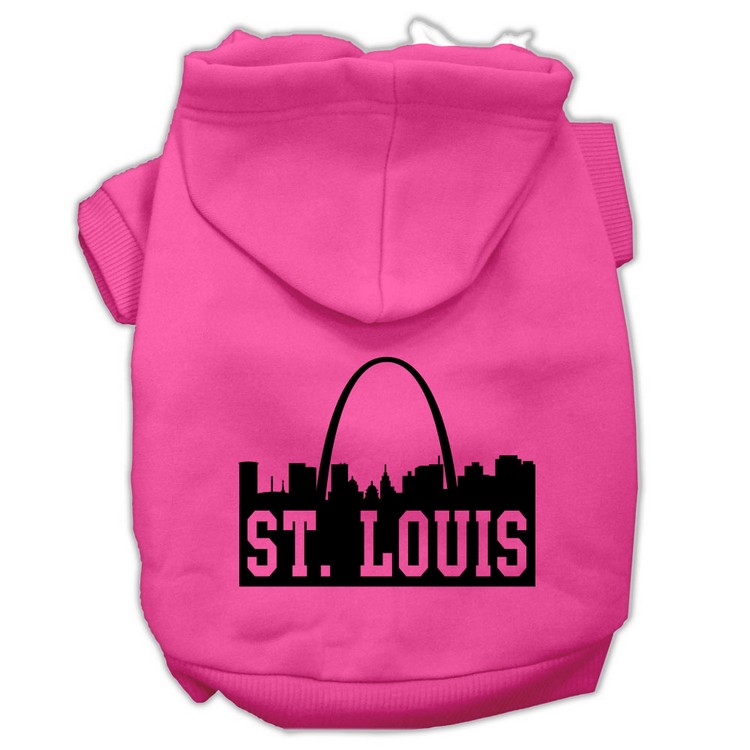 St Louis Skyline Screen Print Pet Hoodies Bright Pink Size XS