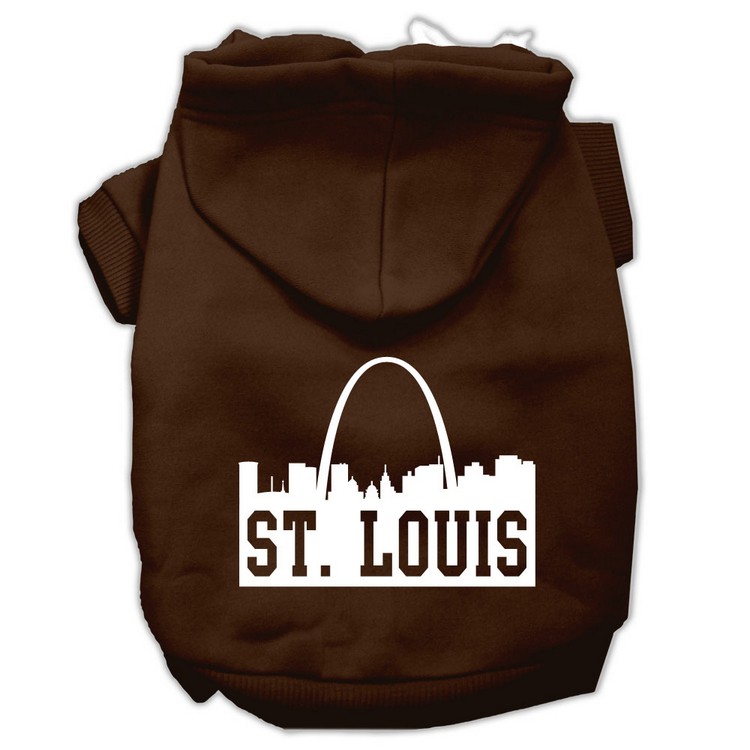 St Louis Skyline Screen Print Pet Hoodies Brown Size XS