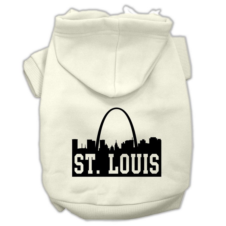 St Louis Skyline Screen Print Pet Hoodies Cream Size XS