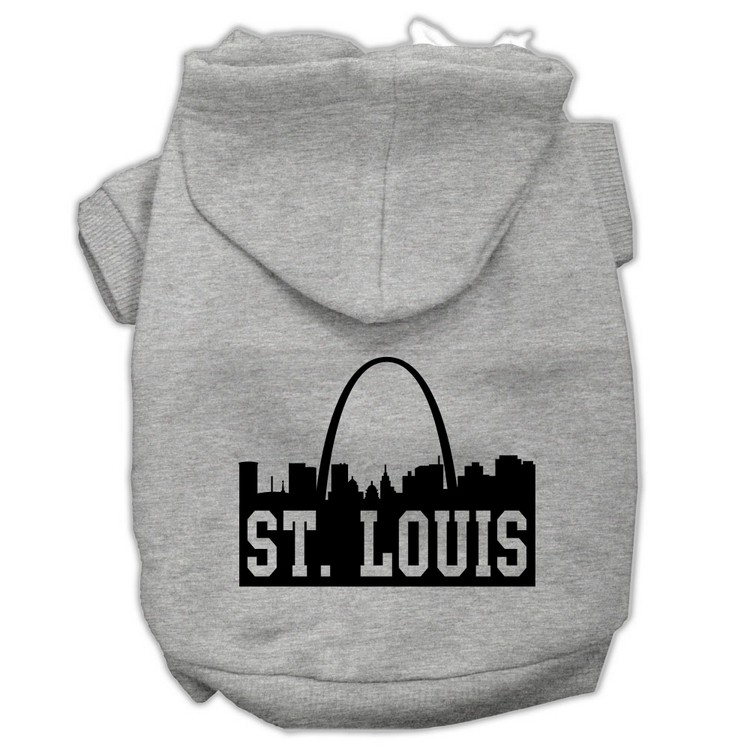 St Louis Skyline Screen Print Pet Hoodies Grey Size XS