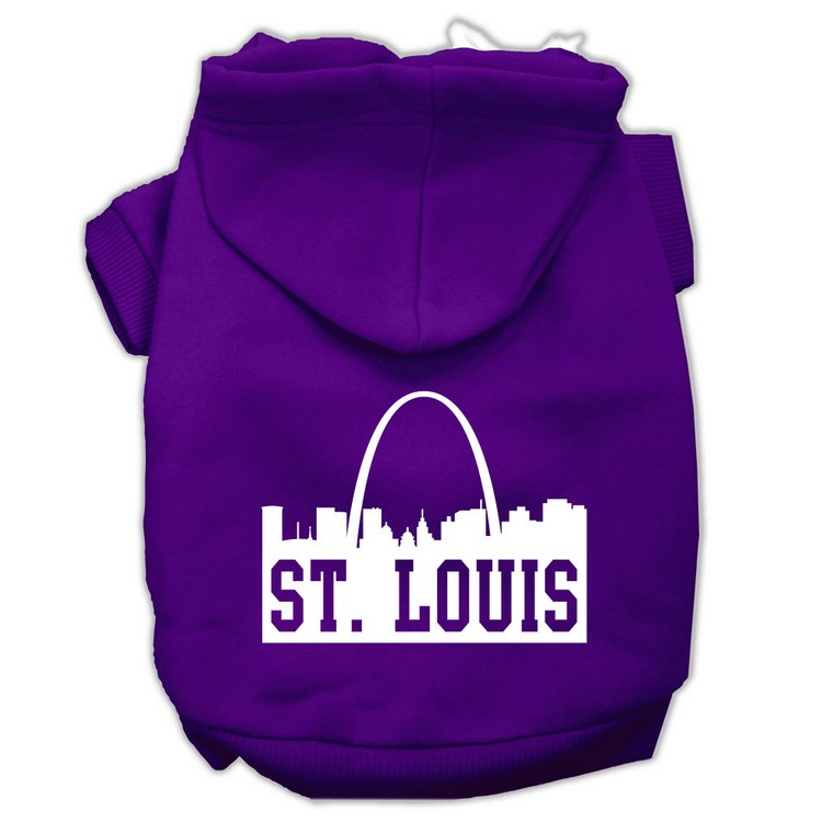 St Louis Skyline Screen Print Pet Hoodies Purple Size XS