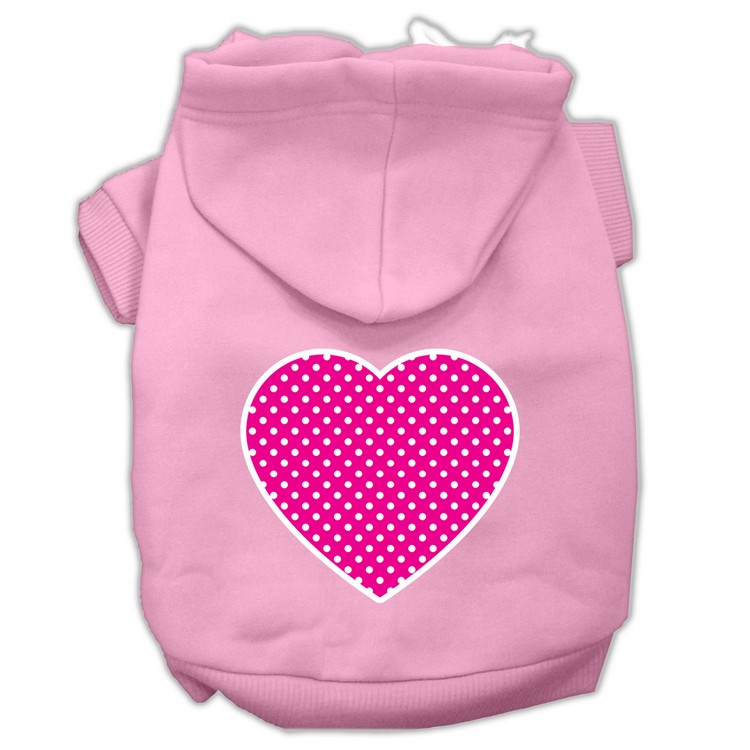 Pink Swiss Dot Heart Screen Print Pet Hoodies Light Pink Size XS