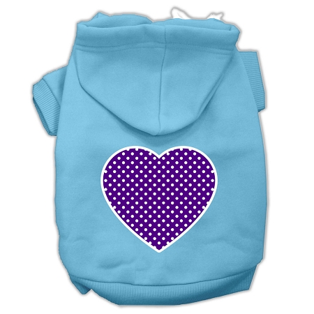 Purple Swiss Dot Heart Screen Print Pet Hoodies Baby Blue Size XS