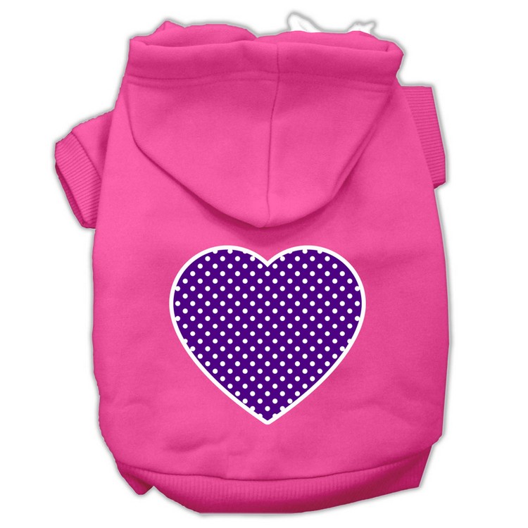 Purple Swiss Dot Heart Screen Print Pet Hoodies Bright Pink Size XS