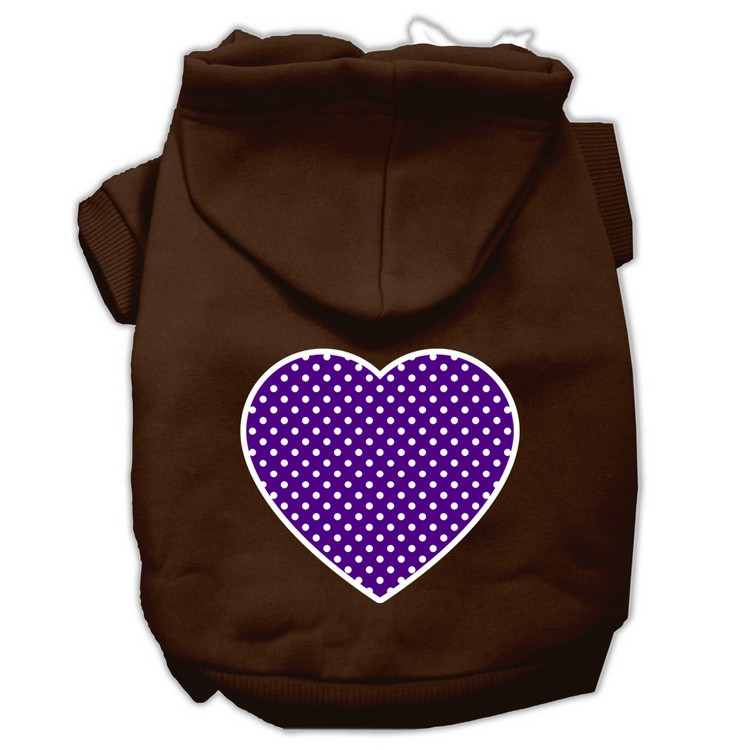 Purple Swiss Dot Heart Screen Print Pet Hoodies Brown Size XS