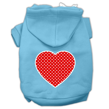 Red Swiss Dot Heart Screen Print Pet Hoodies Baby Blue Size Sm