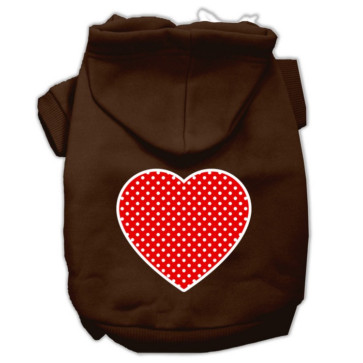 Red Swiss Dot Heart Screen Print Pet Hoodies Brown Size Lg