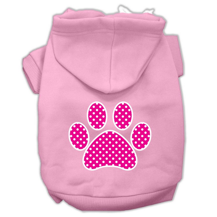 Pink Swiss Dot Paw Screen Print Pet Hoodies Light Pink Size Med