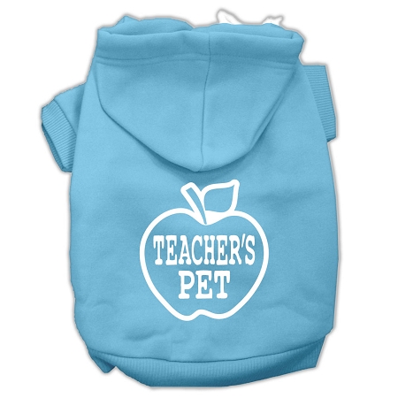 Teachers Pet Screen Print Pet Hoodies Baby Blue Size XS