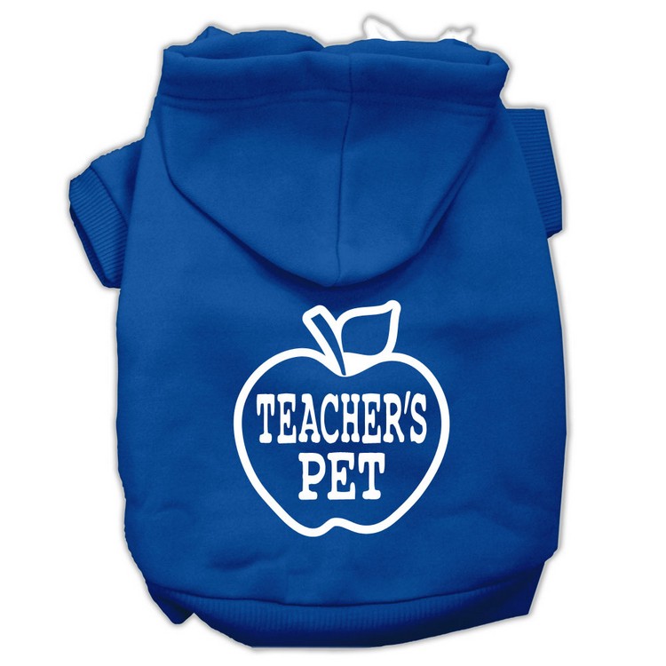 Teachers Pet Screen Print Pet Hoodies Blue Size XS