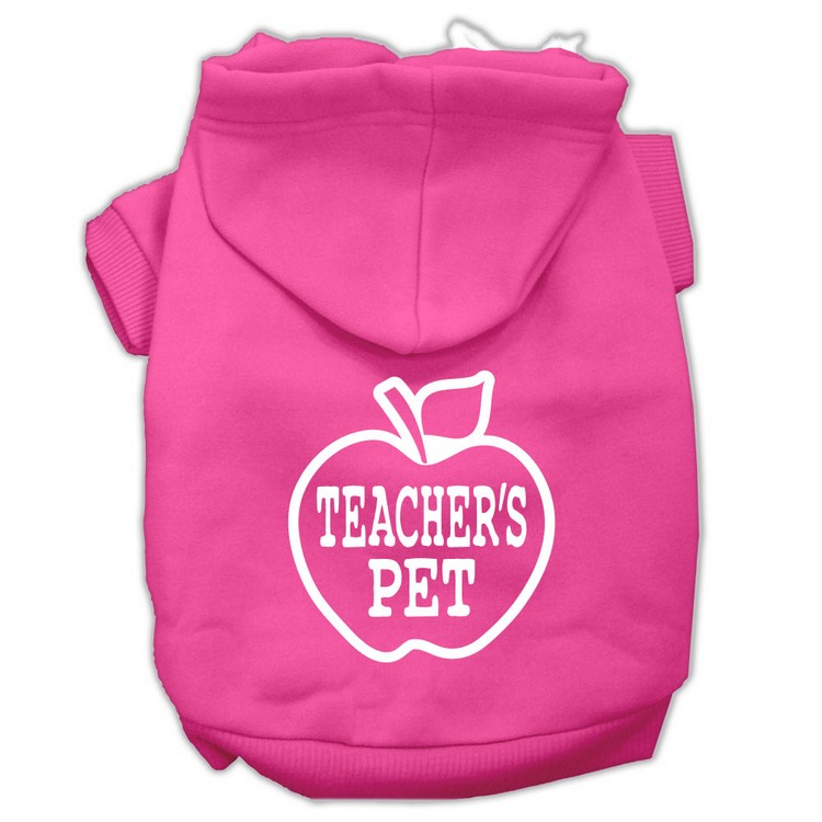 Teachers Pet Screen Print Pet Hoodies Bright Pink Size XS