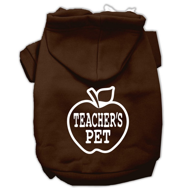 Teachers Pet Screen Print Pet Hoodies Brown Size XS