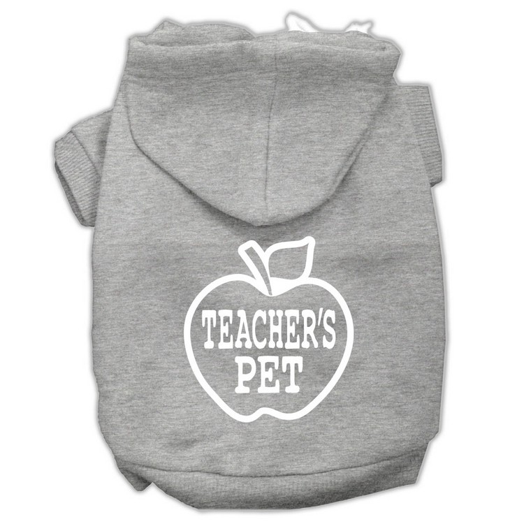 Teachers Pet Screen Print Pet Hoodies Grey Size M