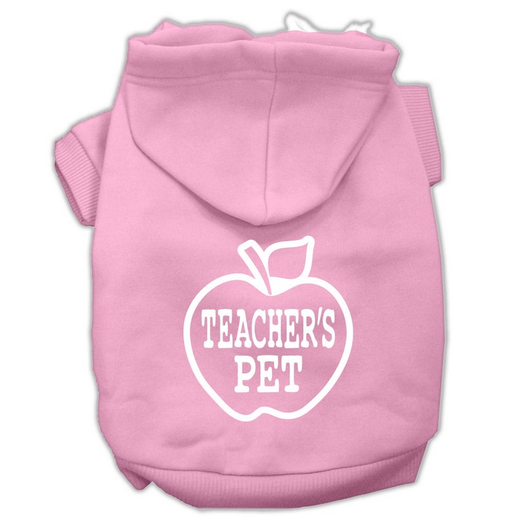 Teachers Pet Screen Print Pet Hoodies Light Pink Size XS