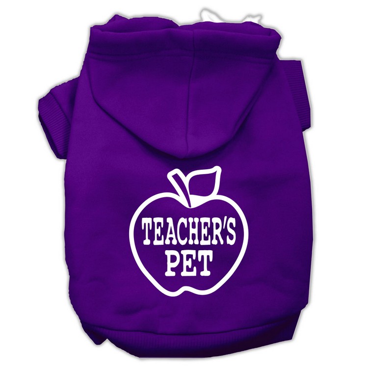 Teachers Pet Screen Print Pet Hoodies Purple Size S