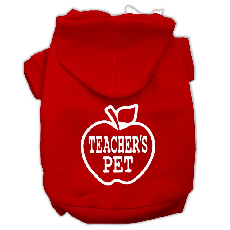 Teachers Pet Screen Print Pet Hoodies Red Size XS