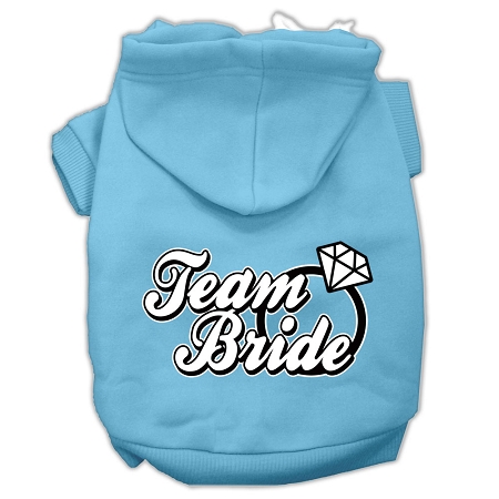 Team Bride Screen Print Pet Hoodies Baby Blue Size Lg