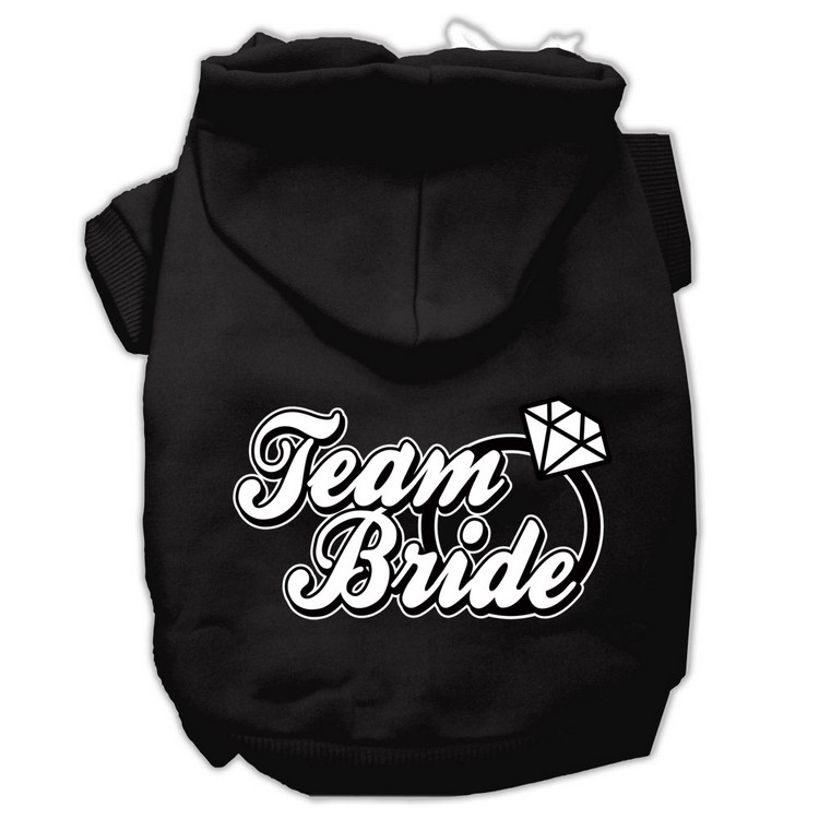 Team Bride Screen Print Pet Hoodies Black Size XS