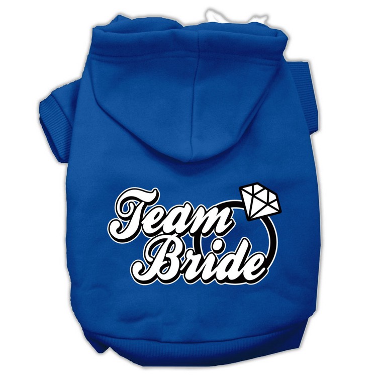 Team Bride Screen Print Pet Hoodies Blue Size XS