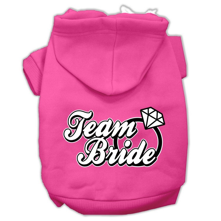 Team Bride Screen Print Pet Hoodies Bright Pink Size XS