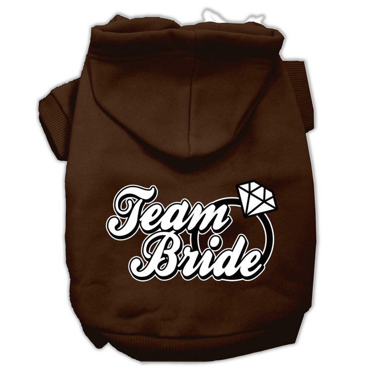 Team Bride Screen Print Pet Hoodies Brown Size XS